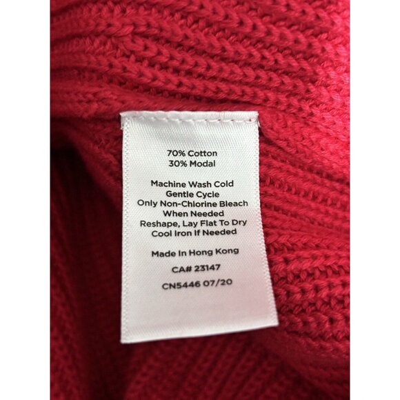 Talbots Petite Womens PM Red Ribbed Knit Turtleneck Sweater 70% Cotton 30% Modal - Picture 5 of 6